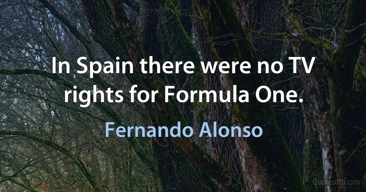 In Spain there were no TV rights for Formula One. (Fernando Alonso)