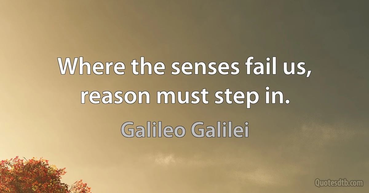 Where the senses fail us, reason must step in. (Galileo Galilei)