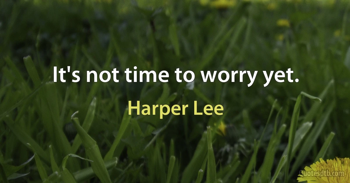 It's not time to worry yet. (Harper Lee)