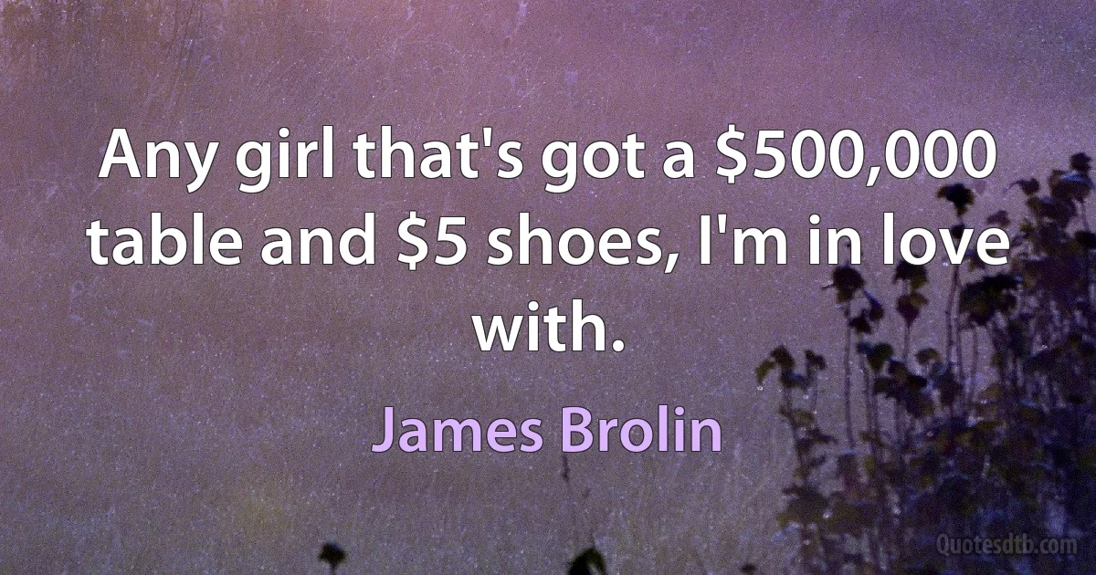 Any girl that's got a $500,000 table and $5 shoes, I'm in love with. (James Brolin)