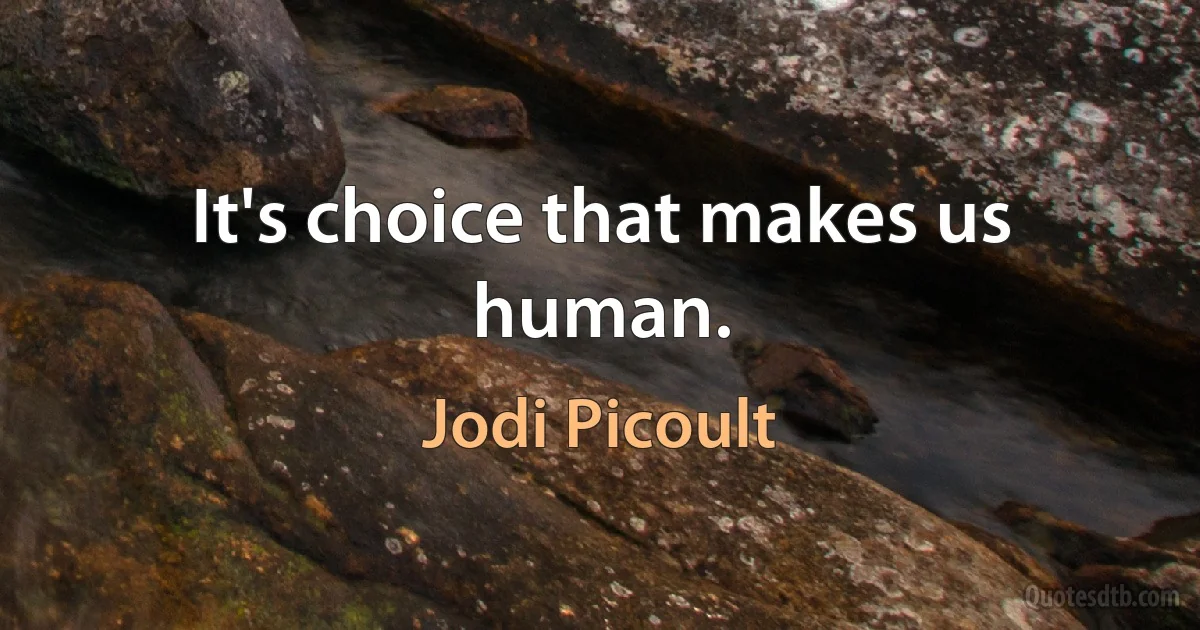 It's choice that makes us human. (Jodi Picoult)