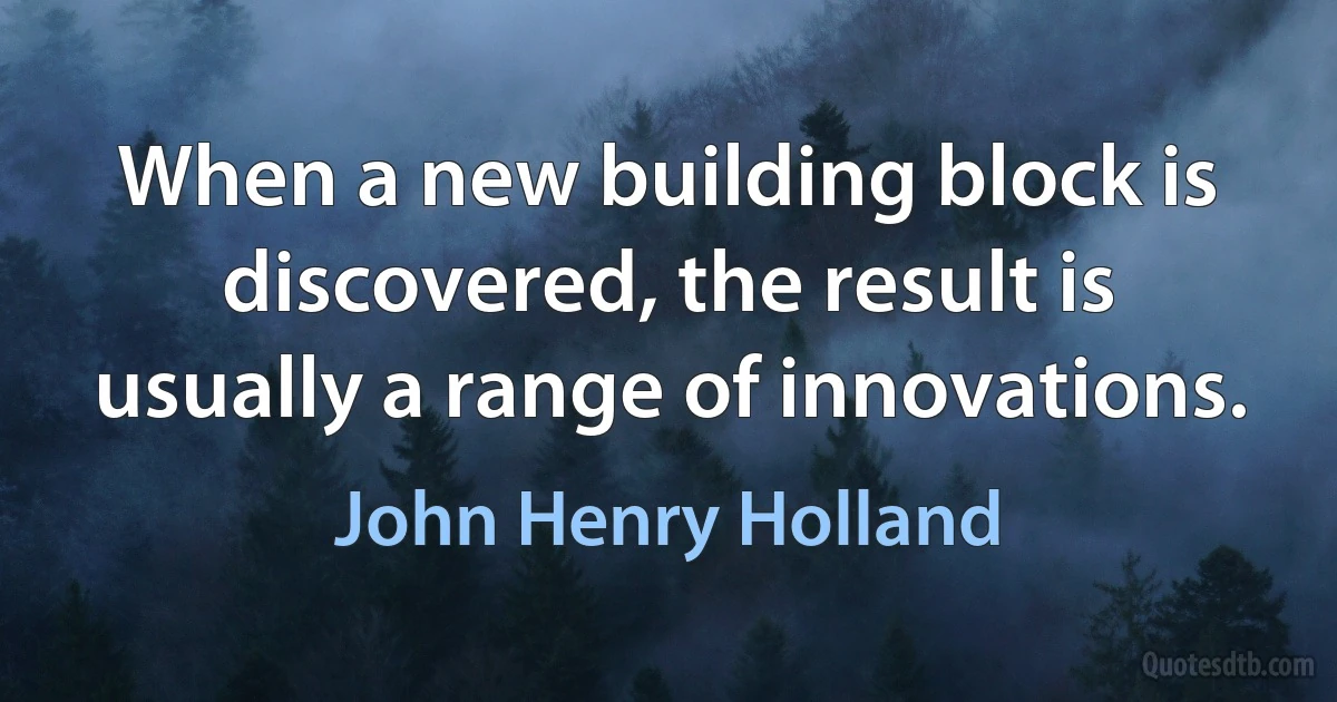 When a new building block is discovered, the result is usually a range of innovations. (John Henry Holland)