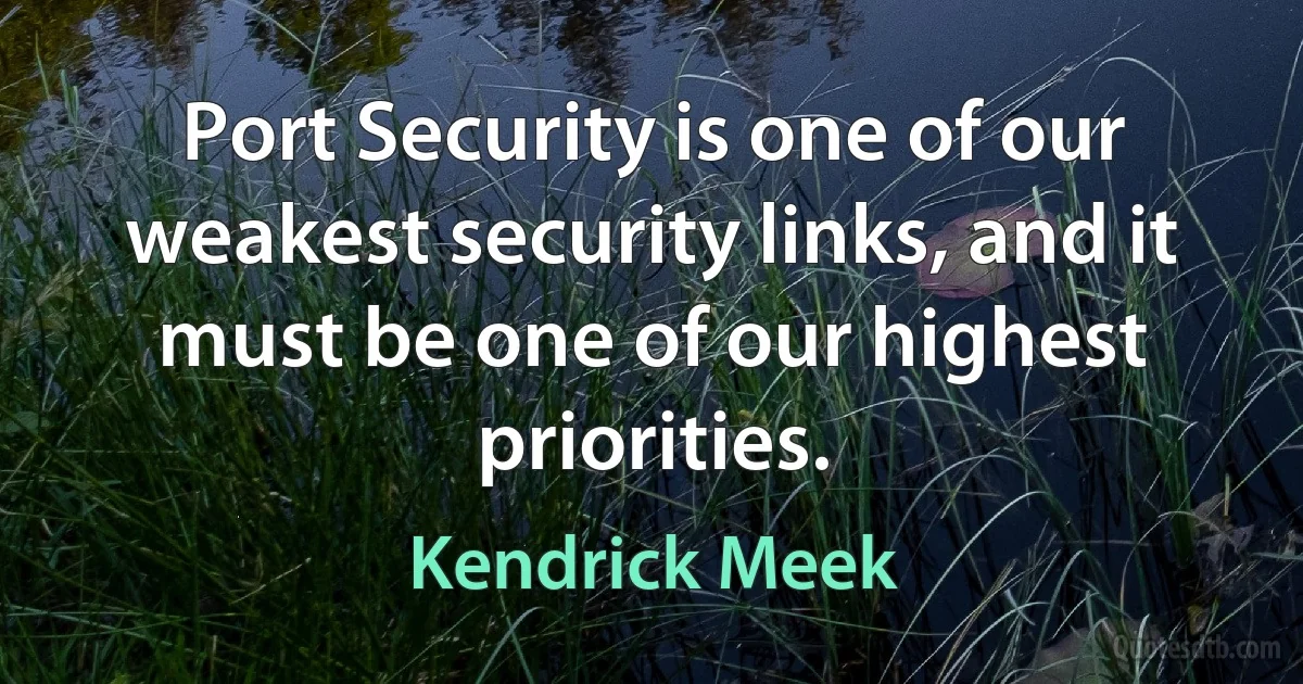 Port Security is one of our weakest security links, and it must be one of our highest priorities. (Kendrick Meek)