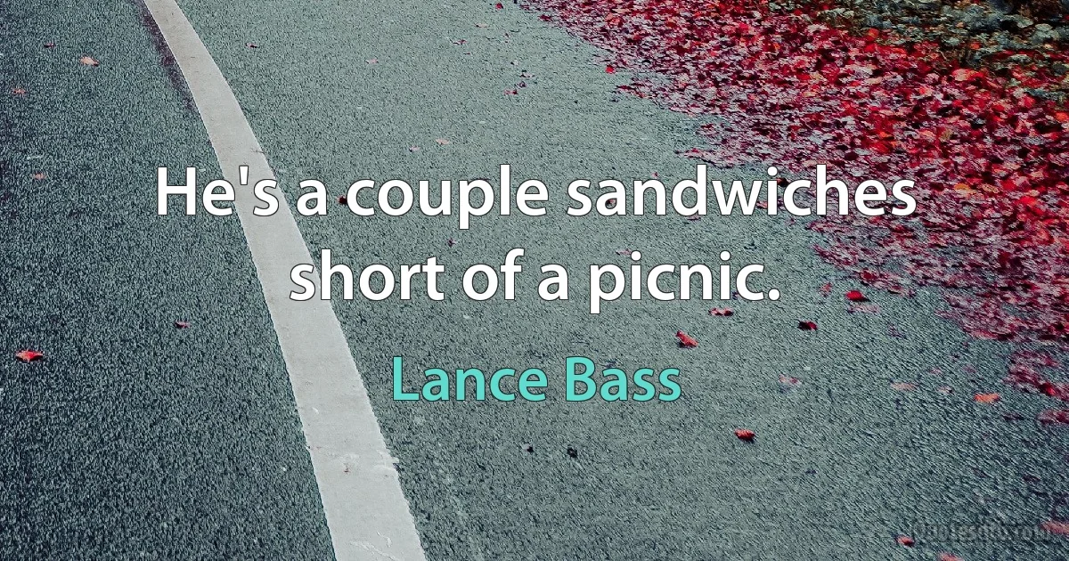 He's a couple sandwiches short of a picnic. (Lance Bass)