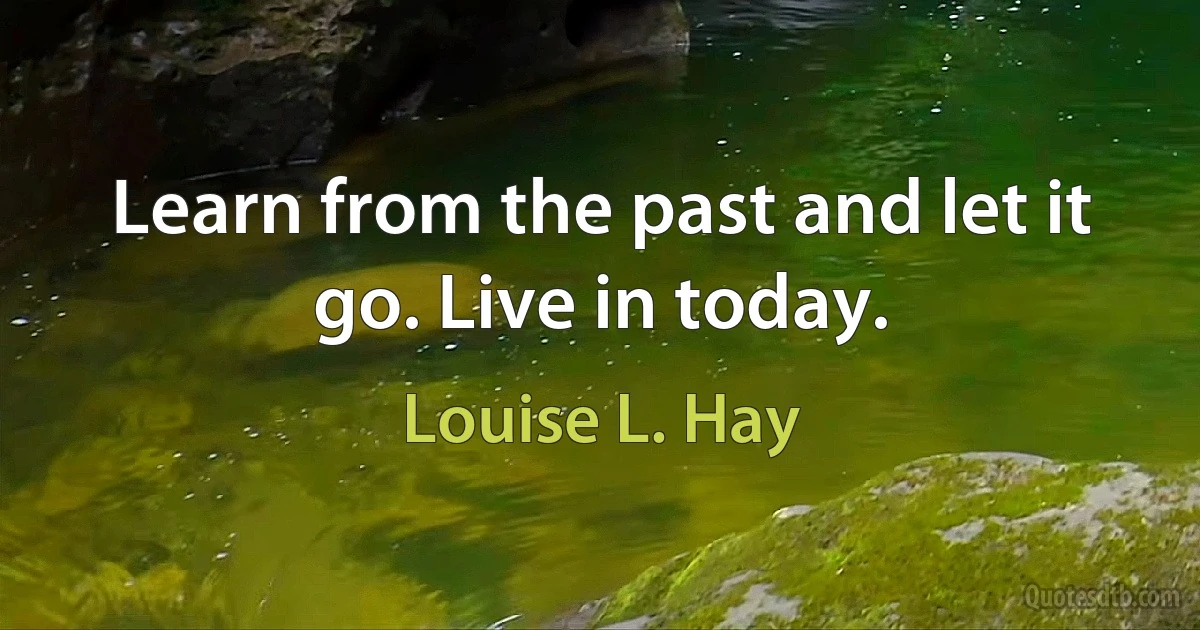 Learn from the past and let it go. Live in today. (Louise L. Hay)