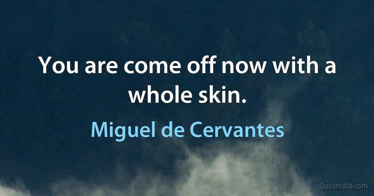 You are come off now with a whole skin. (Miguel de Cervantes)