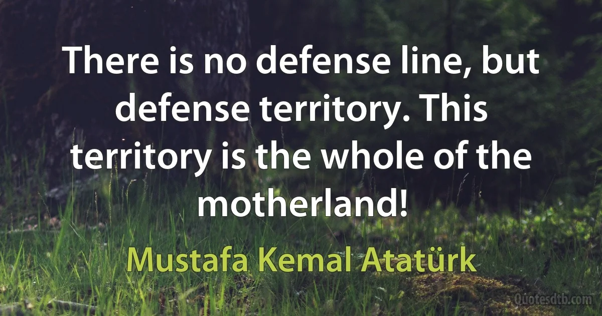 There is no defense line, but defense territory. This territory is the whole of the motherland! (Mustafa Kemal Atatürk)