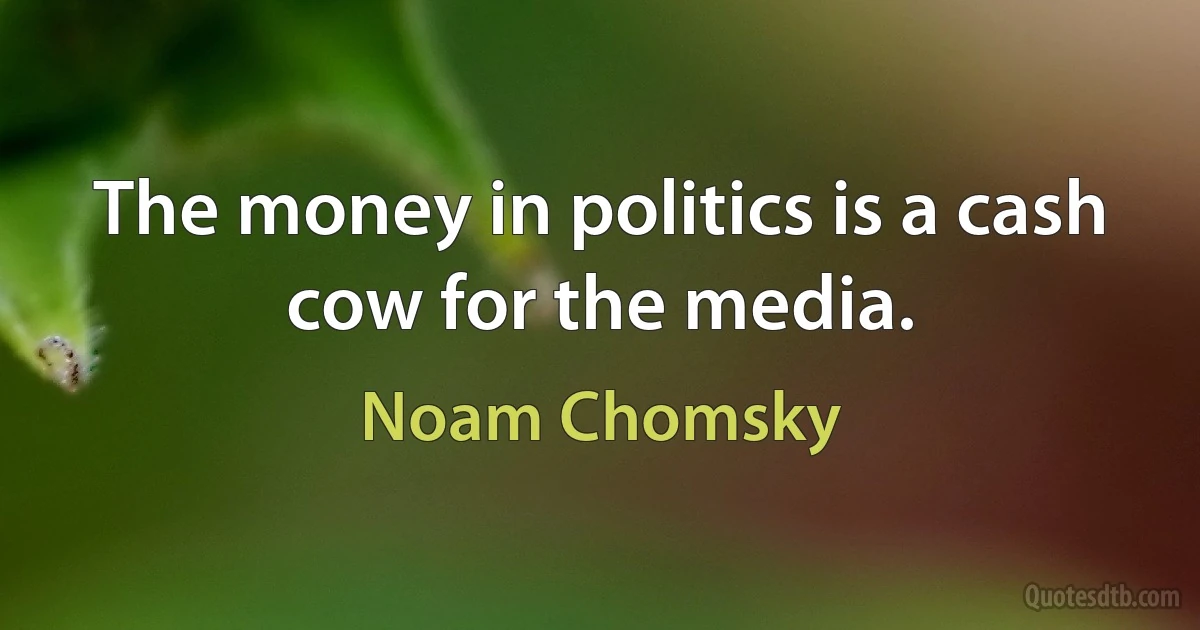 The money in politics is a cash cow for the media. (Noam Chomsky)