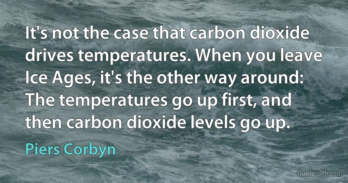 It's not the case that carbon dioxide drives temperatures. When you leave Ice Ages, it's the other way around: The temperatures go up first, and then carbon dioxide levels go up. (Piers Corbyn)