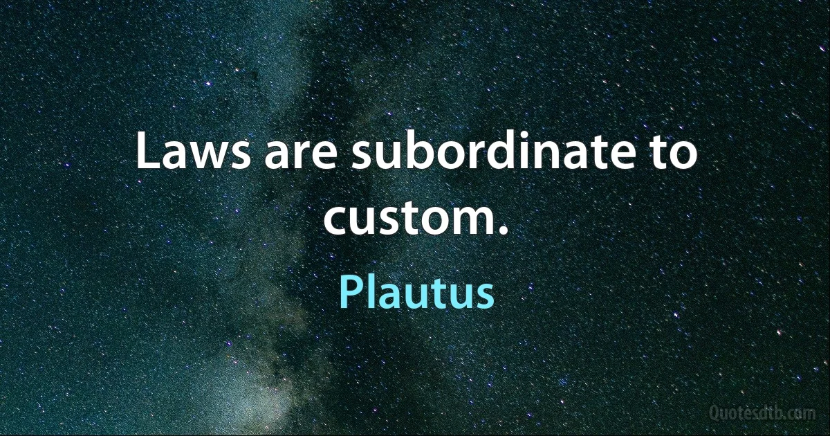 Laws are subordinate to custom. (Plautus)