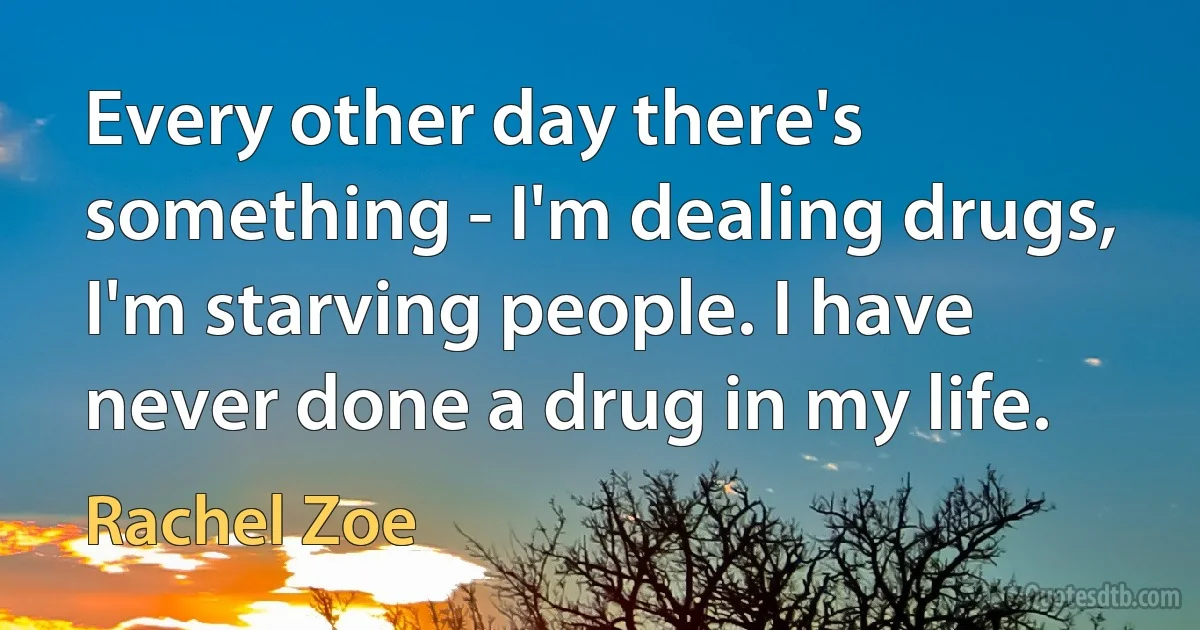 Every other day there's something - I'm dealing drugs, I'm starving people. I have never done a drug in my life. (Rachel Zoe)