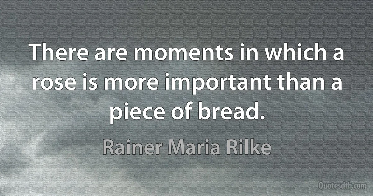 There are moments in which a rose is more important than a piece of bread. (Rainer Maria Rilke)