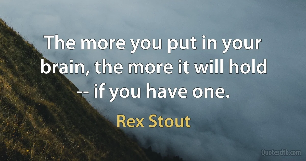 The more you put in your brain, the more it will hold -- if you have one. (Rex Stout)