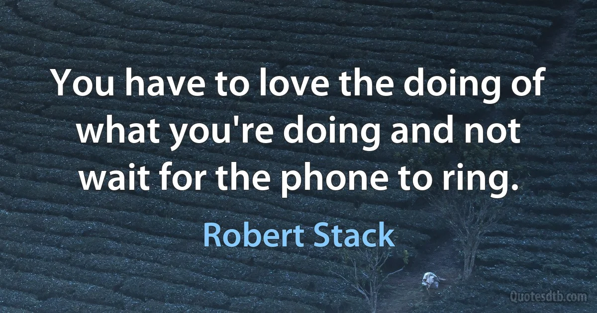 You have to love the doing of what you're doing and not wait for the phone to ring. (Robert Stack)