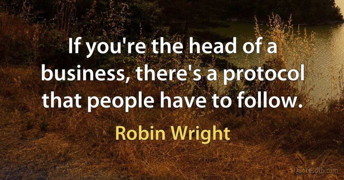 If you're the head of a business, there's a protocol that people have to follow. (Robin Wright)