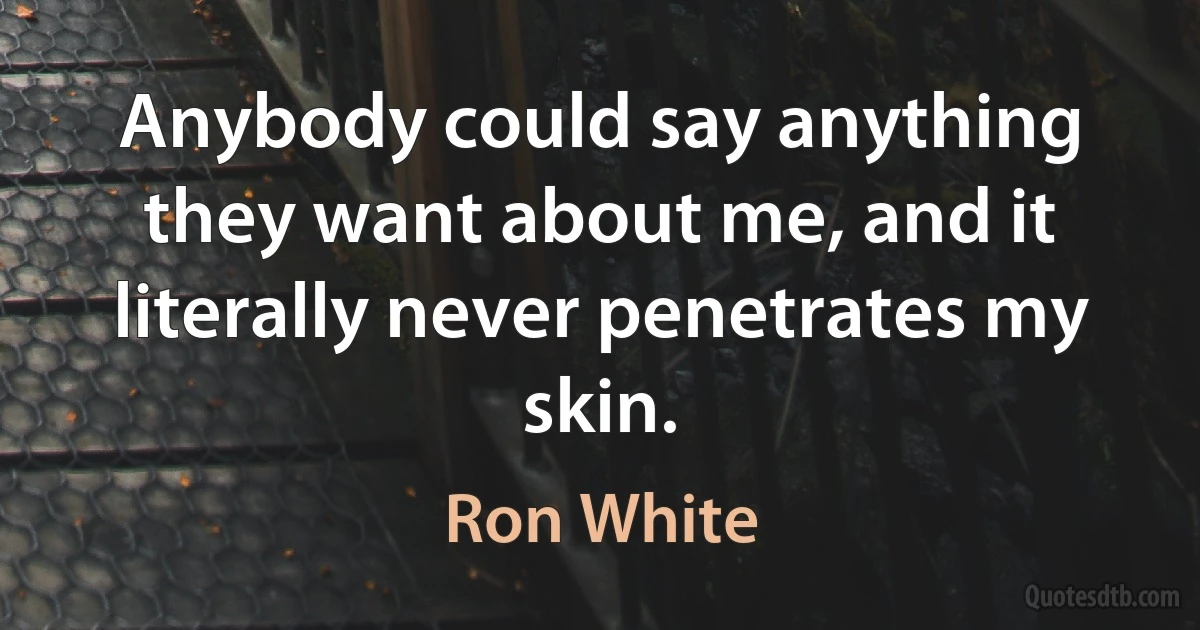 Anybody could say anything they want about me, and it literally never penetrates my skin. (Ron White)