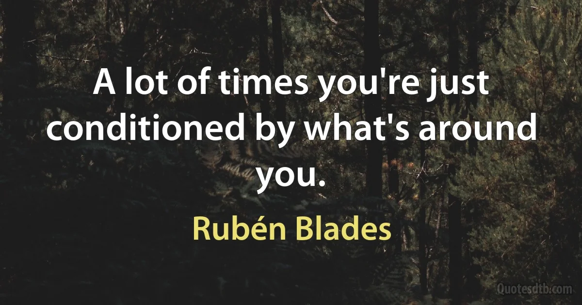 A lot of times you're just conditioned by what's around you. (Rubén Blades)