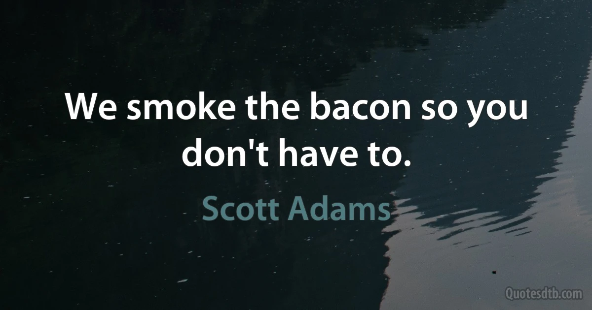 We smoke the bacon so you don't have to. (Scott Adams)