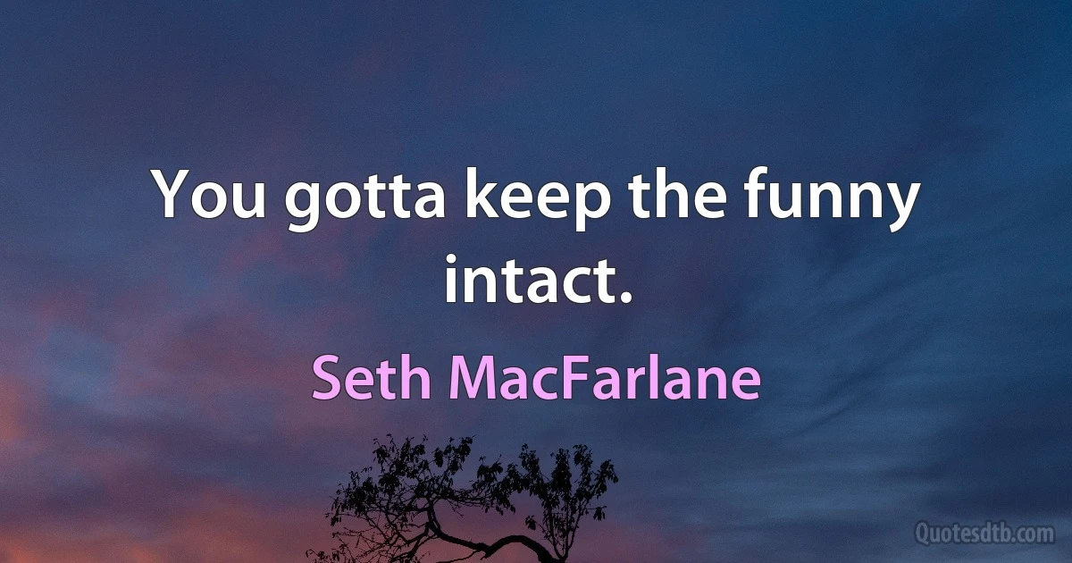 You gotta keep the funny intact. (Seth MacFarlane)