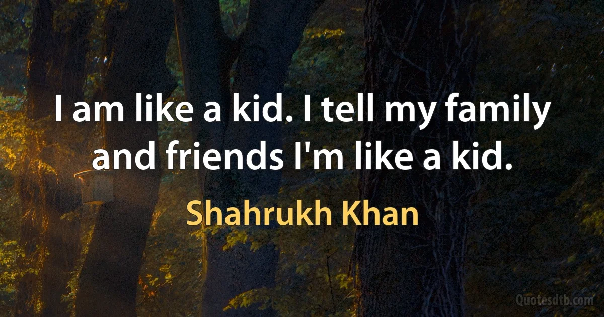 I am like a kid. I tell my family and friends I'm like a kid. (Shahrukh Khan)