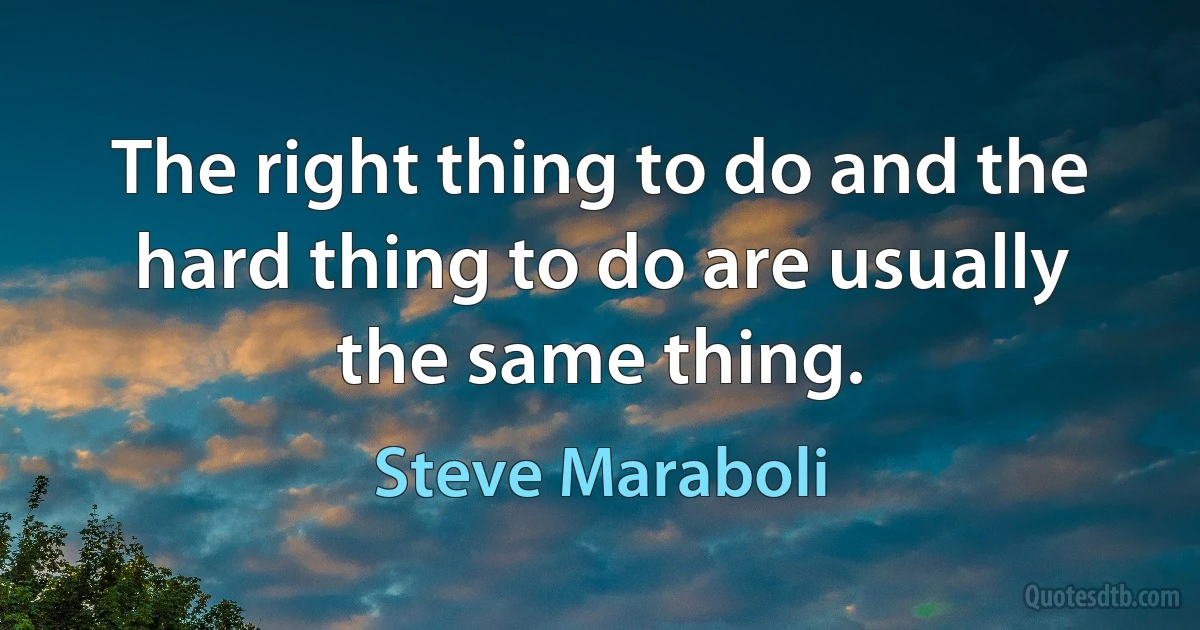 The right thing to do and the hard thing to do are usually the same thing. (Steve Maraboli)