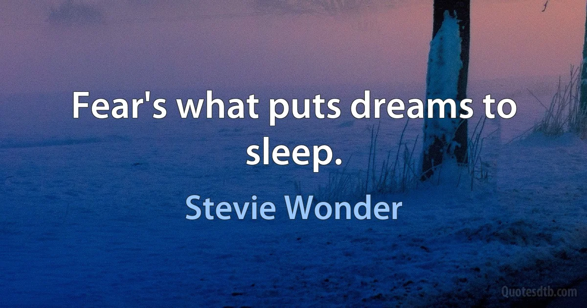 Fear's what puts dreams to sleep. (Stevie Wonder)