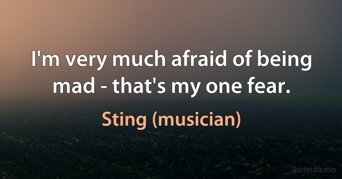 I'm very much afraid of being mad - that's my one fear. (Sting (musician))