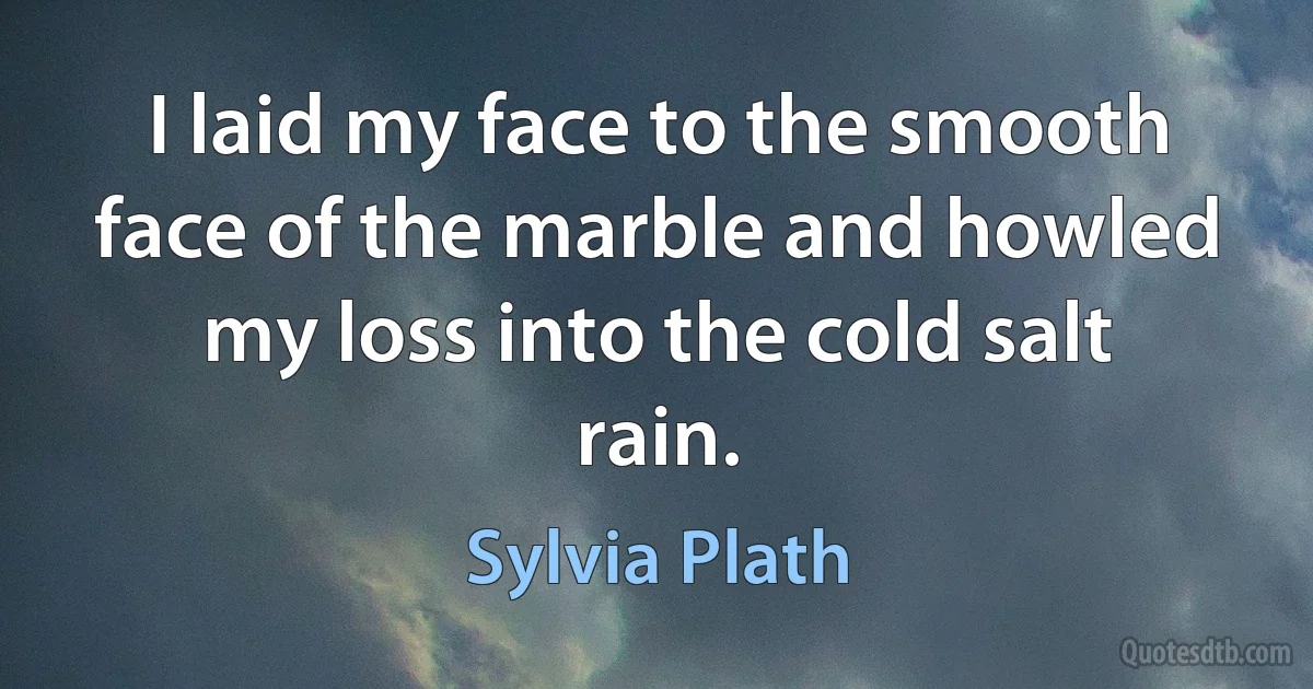 I laid my face to the smooth face of the marble and howled my loss into the cold salt rain. (Sylvia Plath)