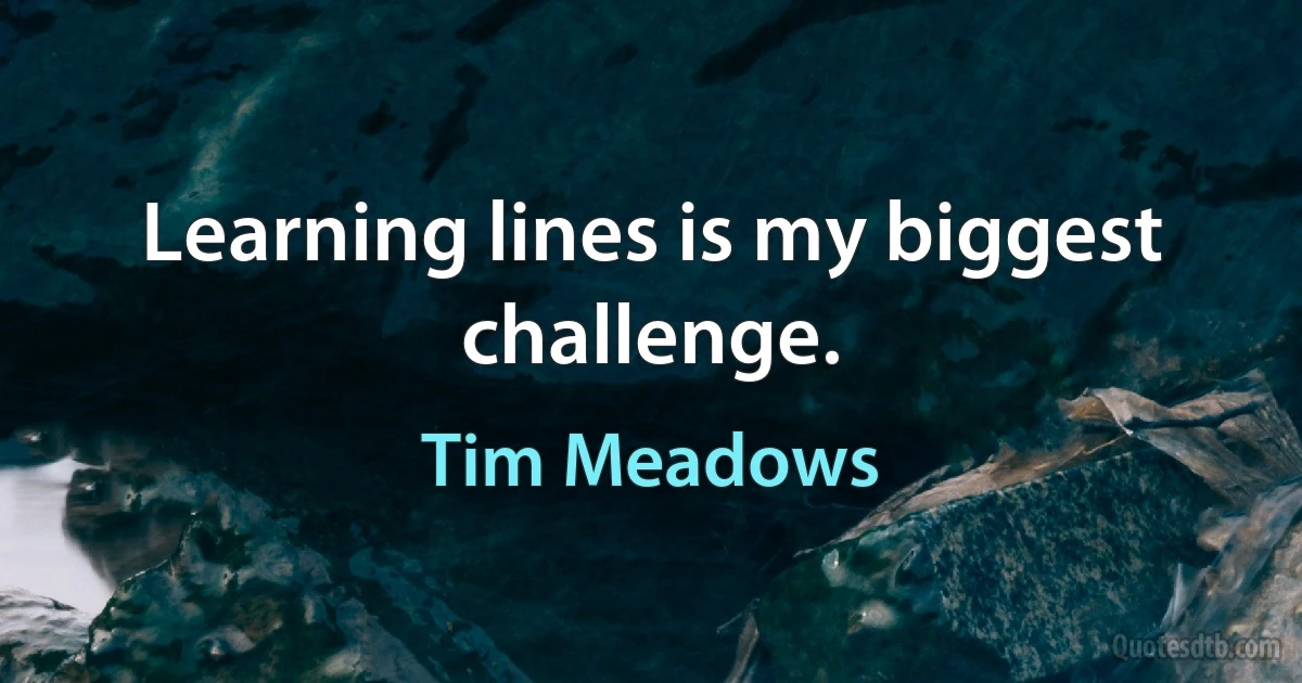 Learning lines is my biggest challenge. (Tim Meadows)