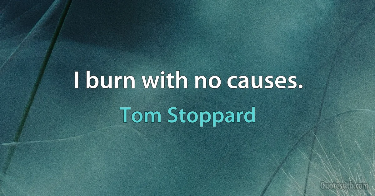 I burn with no causes. (Tom Stoppard)