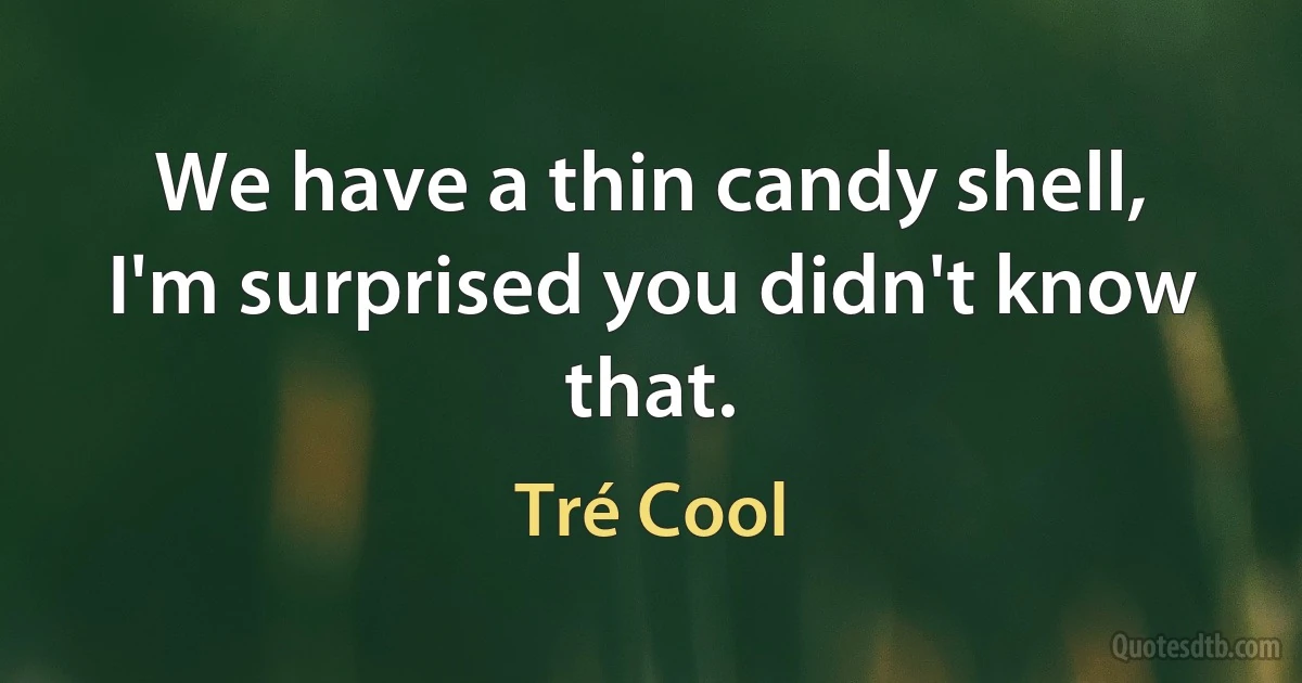 We have a thin candy shell, I'm surprised you didn't know that. (Tré Cool)