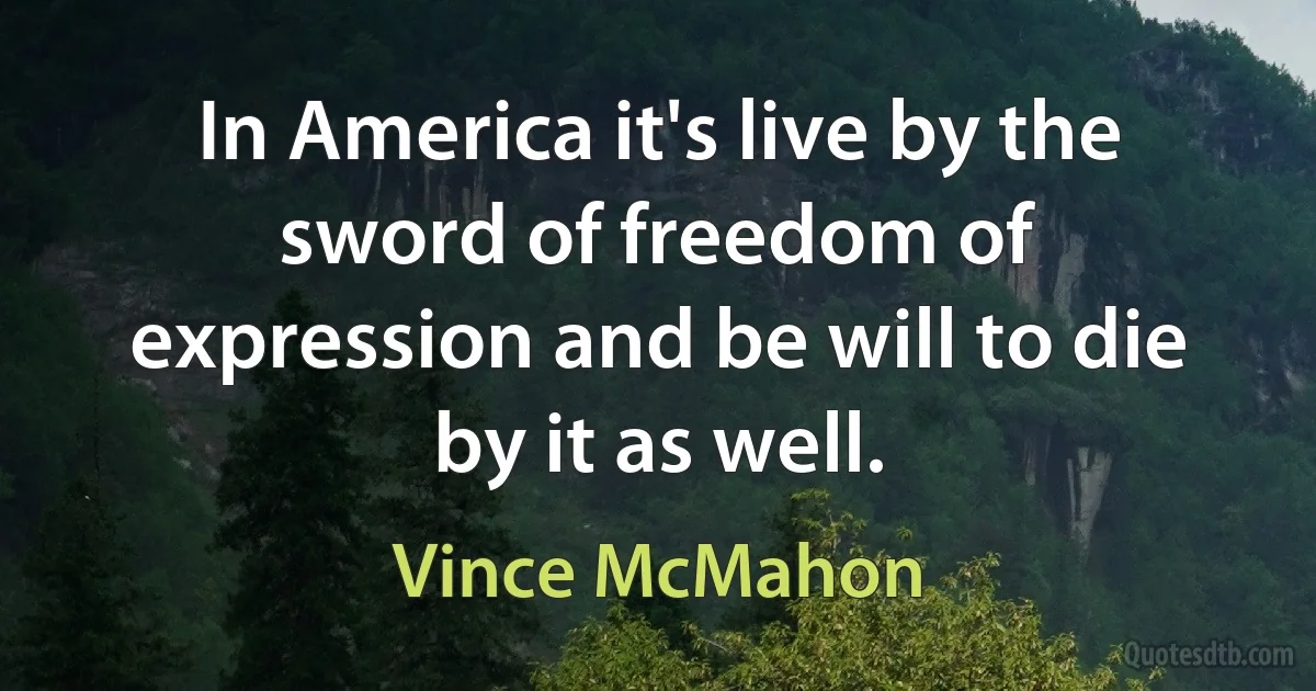 In America it's live by the sword of freedom of expression and be will to die by it as well. (Vince McMahon)