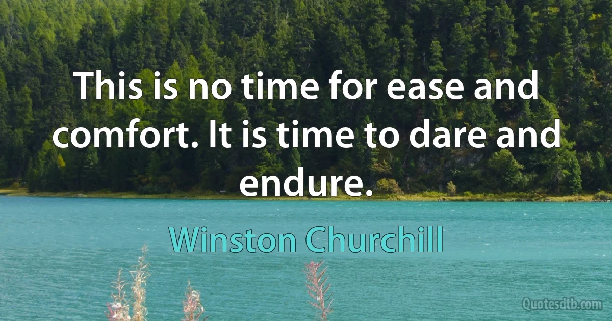 This is no time for ease and comfort. It is time to dare and endure. (Winston Churchill)