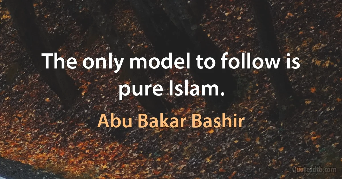 The only model to follow is pure Islam. (Abu Bakar Bashir)