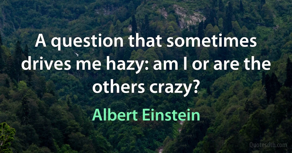 A question that sometimes drives me hazy: am I or are the others crazy? (Albert Einstein)