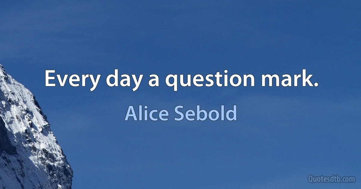 Every day a question mark. (Alice Sebold)