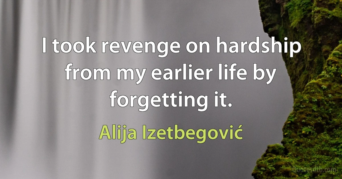 I took revenge on hardship from my earlier life by forgetting it. (Alija Izetbegović)