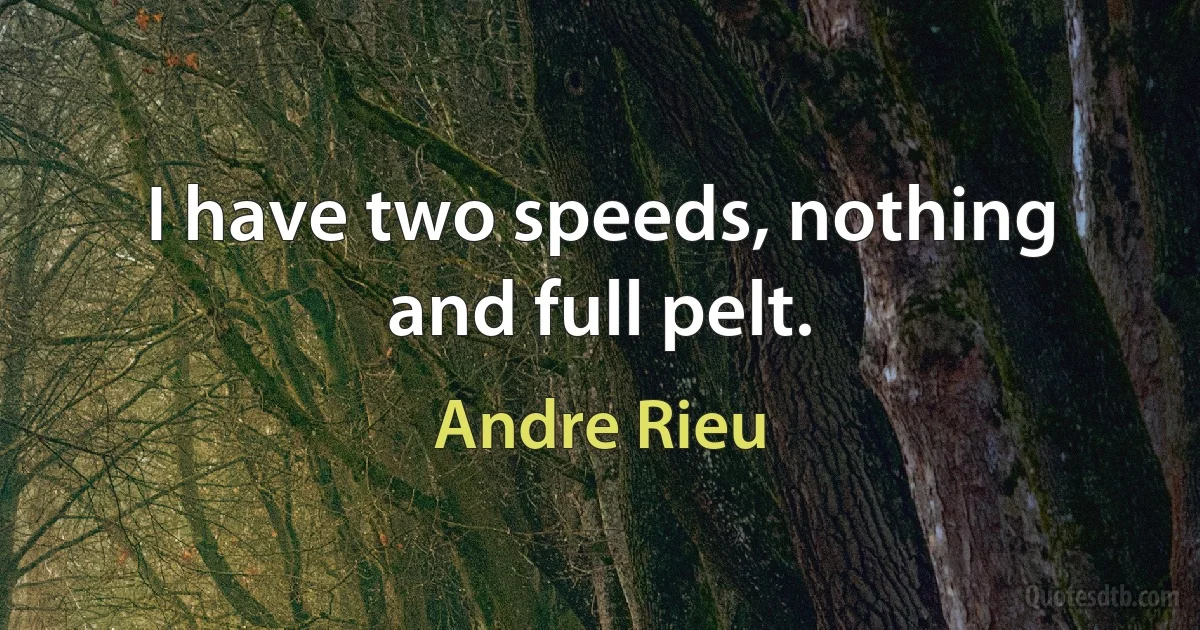 I have two speeds, nothing and full pelt. (Andre Rieu)