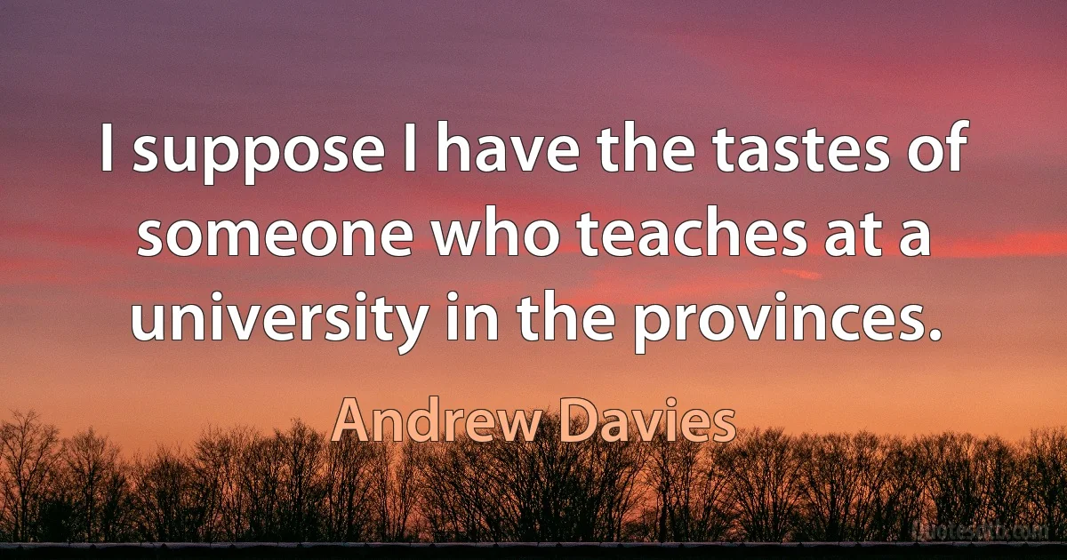 I suppose I have the tastes of someone who teaches at a university in the provinces. (Andrew Davies)