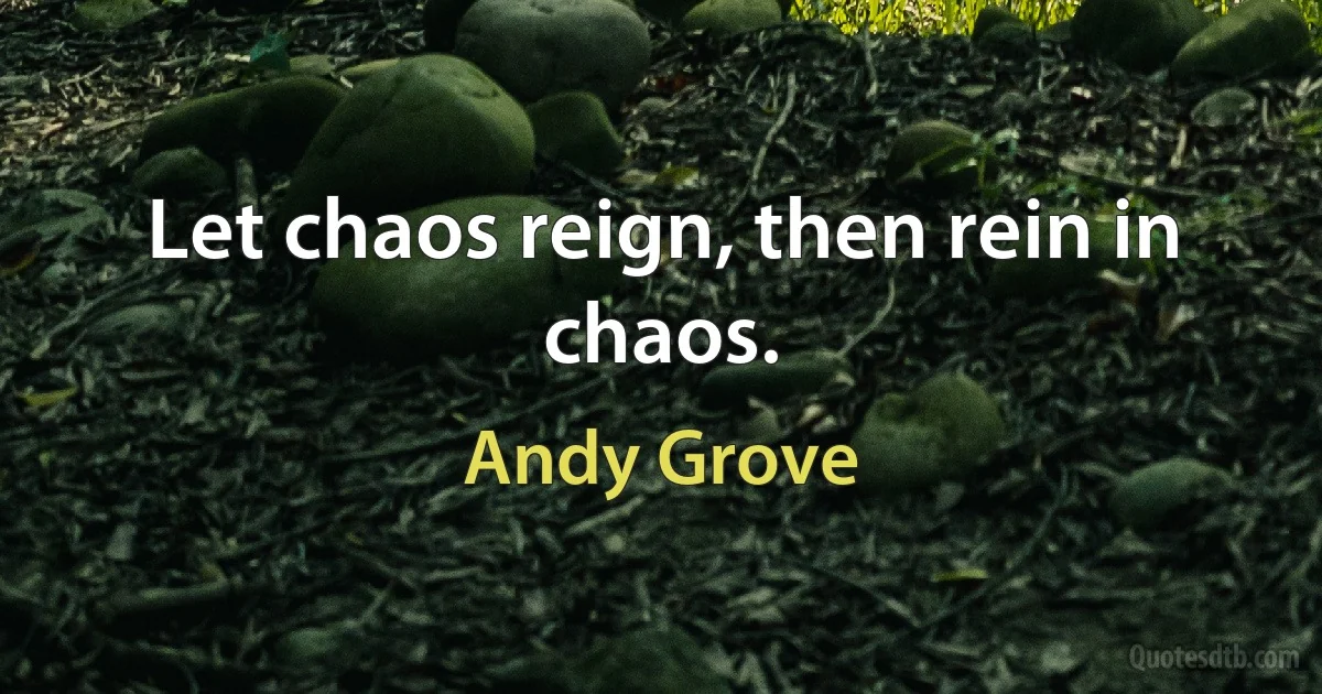 Let chaos reign, then rein in chaos. (Andy Grove)