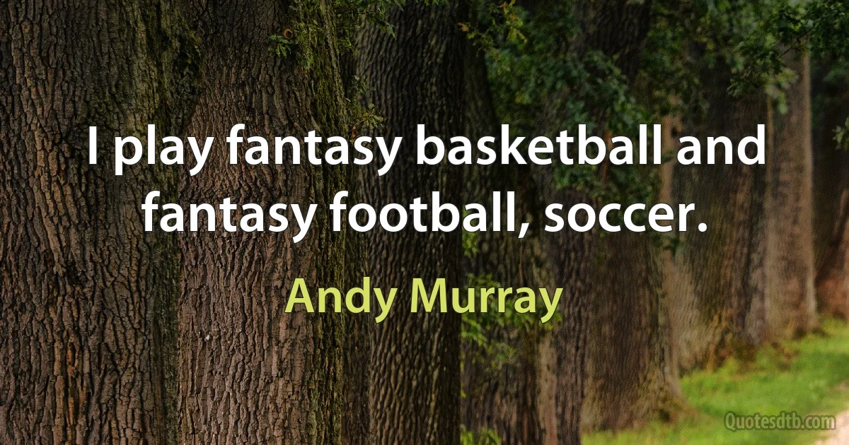 I play fantasy basketball and fantasy football, soccer. (Andy Murray)