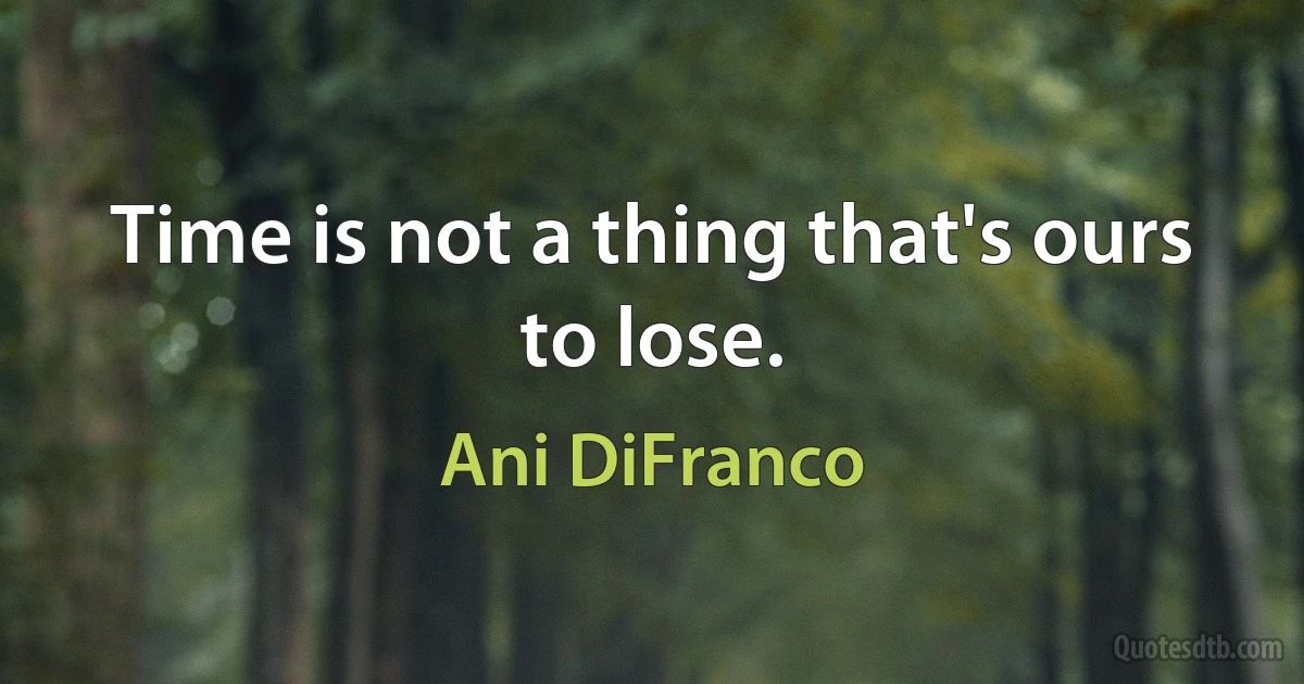 Time is not a thing that's ours to lose. (Ani DiFranco)