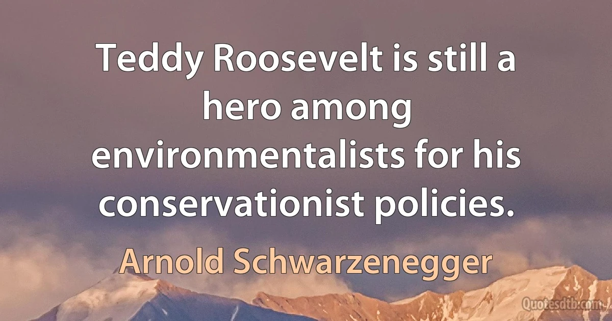 Teddy Roosevelt is still a hero among environmentalists for his conservationist policies. (Arnold Schwarzenegger)