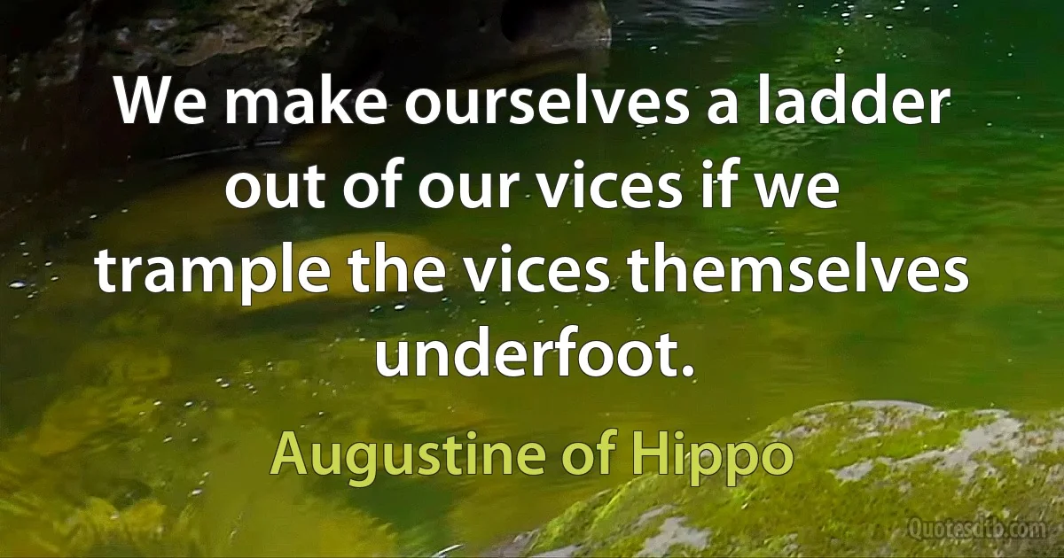 We make ourselves a ladder out of our vices if we trample the vices themselves underfoot. (Augustine of Hippo)