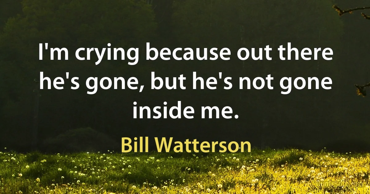 I'm crying because out there he's gone, but he's not gone inside me. (Bill Watterson)