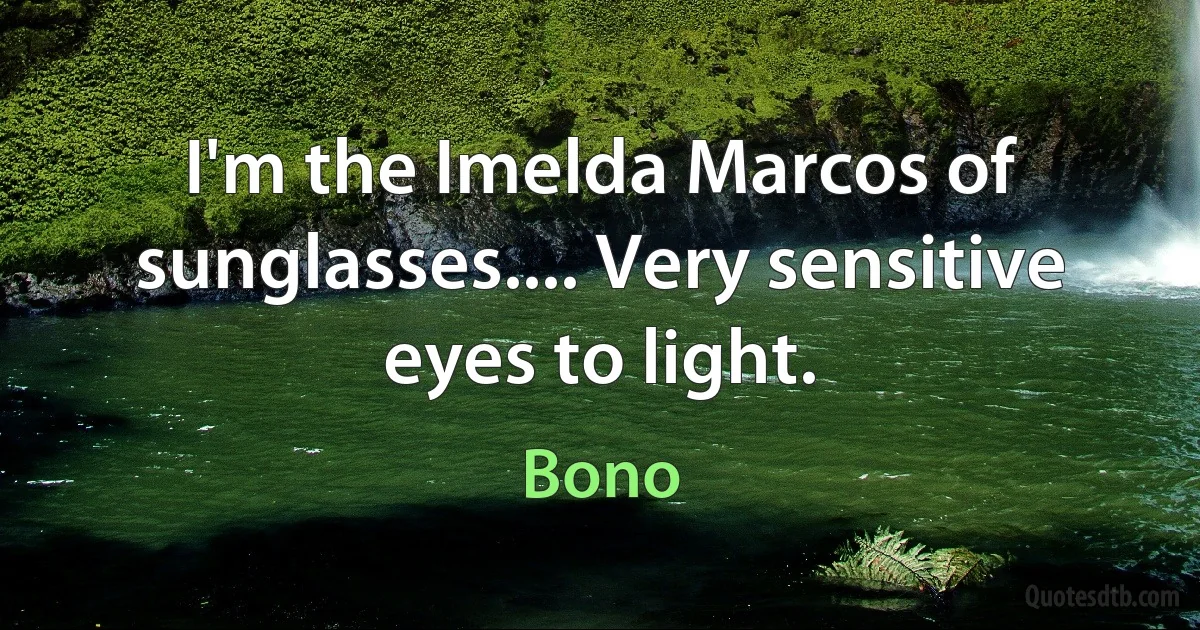 I'm the Imelda Marcos of sunglasses.... Very sensitive eyes to light. (Bono)