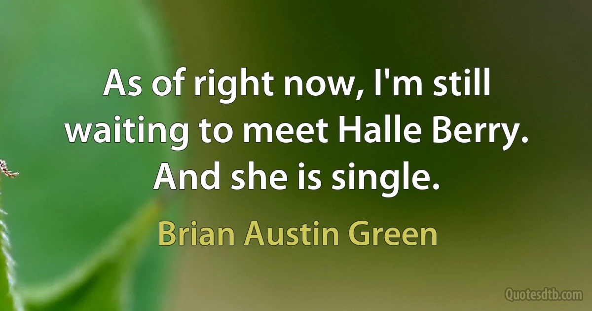 As of right now, I'm still waiting to meet Halle Berry. And she is single. (Brian Austin Green)