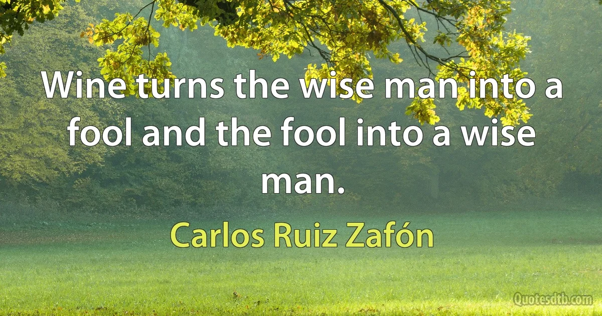 Wine turns the wise man into a fool and the fool into a wise man. (Carlos Ruiz Zafón)