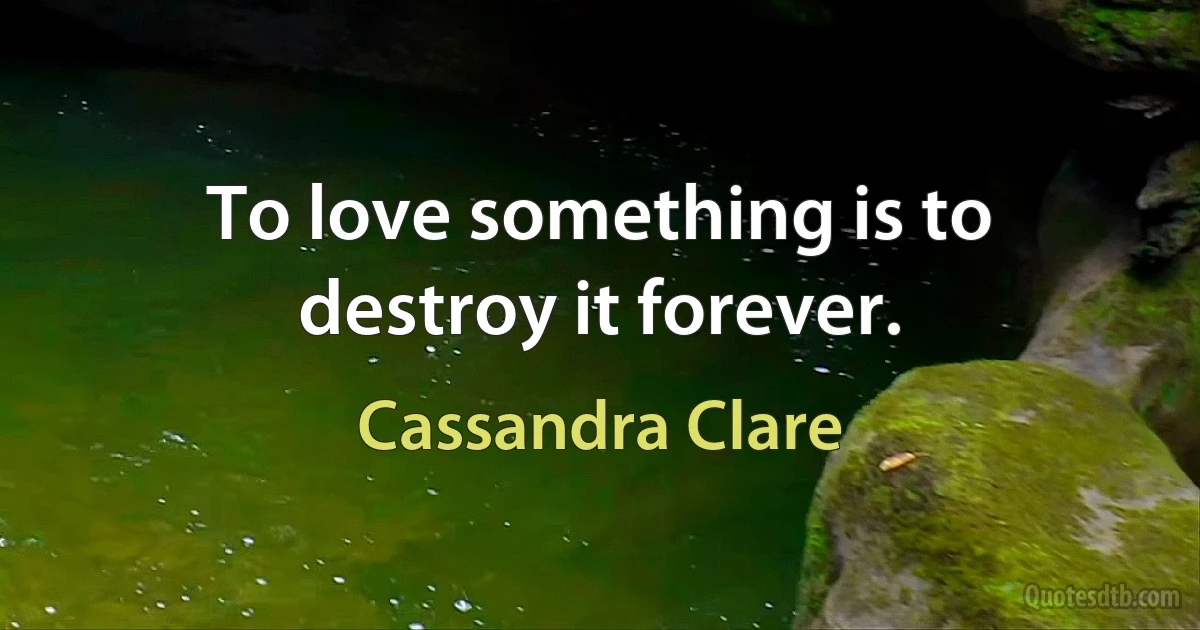 To love something is to destroy it forever. (Cassandra Clare)