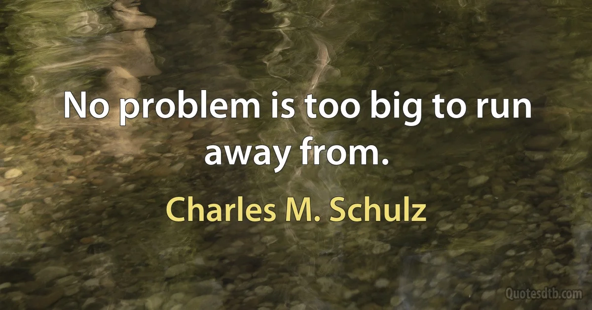 No problem is too big to run away from. (Charles M. Schulz)